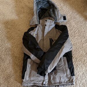 Men's Gray and Black Hooded Coat
